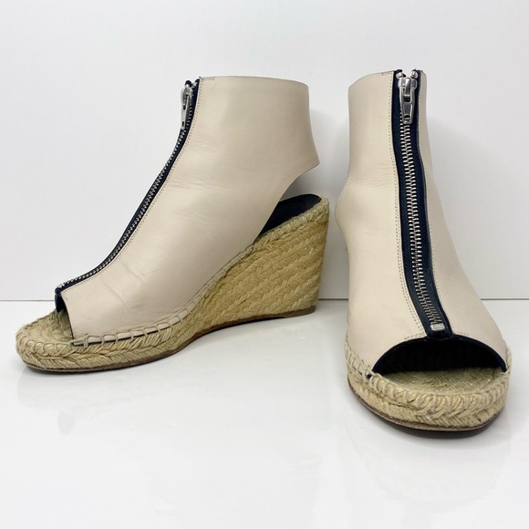 Celine Zip-Front Leather Espadrille Wedges - Picture 2 of 11